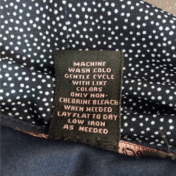 ROBBIE BEE! SIGNATURE NAVY BLUE & WHITE SPECKLED, ROSE BODICE DRESS! SZ M - Picture 10 of 11